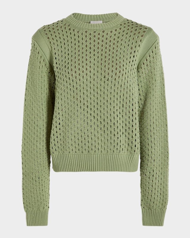 Hains Mesh-Knit Crewneck Pullov
